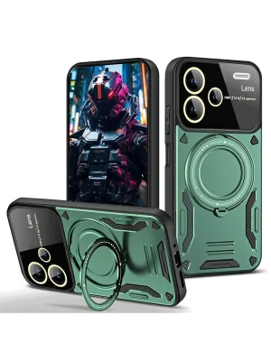 Newface Xiaomi Redmi Note 13 Pro Plus Joy Lens Standlı Kapak - Koyu Yeşil