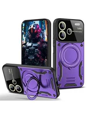 Newface Xiaomi Redmi Note 13 Pro Plus Joy Lens Standlı Kapak - Mor