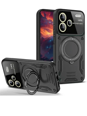 Newface Xiaomi Redmi Note 13 Pro Plus Joy Lens Standlı Kapak - Siyah