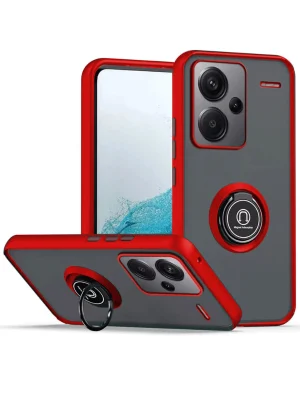 Newface Xiaomi Redmi Note 13 Pro Plus Kılıf Montreal Yüzüklü Silikon Kapak - Kırmızı