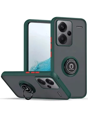 Newface Xiaomi Redmi Note 13 Pro Plus Kılıf Montreal Yüzüklü Silikon Kapak - Yeşil