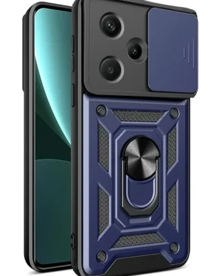 Newface Xiaomi Redmi Note 13 Pro Plus Kılıf Pars Lens Yüzüklü Silikon - Lacivert