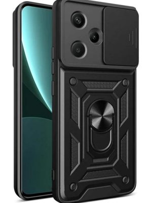 Newface Xiaomi Redmi Note 13 Pro Plus Kılıf Pars Lens Yüzüklü Silikon - Siyah