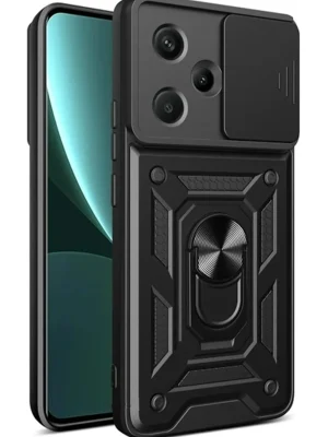 Newface Xiaomi Redmi Note 13 Pro Plus Kılıf Pars Lens Yüzüklü Silikon - Siyah