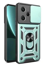 Newface Xiaomi Redmi Note 13 Pro Plus Kılıf Pars Lens Yüzüklü Silikon - Yeşil