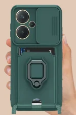 Newface Xiaomi Redmi Note 13 Pro Plus Kılıf Zuma Kartvizitli Yüzüklü Silikon - Kırmızı - Görsel 2