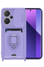 Newface Xiaomi Redmi Note 13 Pro Plus Kılıf Zuma Kartvizitli Yüzüklü Silikon - Lila