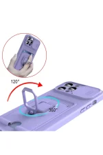 Newface Xiaomi Redmi Note 13 Pro Plus Kılıf Zuma Kartvizitli Yüzüklü Silikon - Lila - Görsel 3