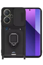 Newface Xiaomi Redmi Note 13 Pro Plus Kılıf Zuma Kartvizitli Yüzüklü Silikon - Siyah