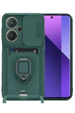 Newface Xiaomi Redmi Note 13 Pro Plus Kılıf Zuma Kartvizitli Yüzüklü Silikon - Yeşil