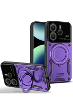 Newface Xiaomi Redmi Note 14 4G Kılıf Joy Lens Standlı Kapak - Mor