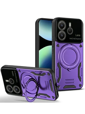 Newface Xiaomi Redmi Note 14 4G Kılıf Joy Lens Standlı Kapak - Mor