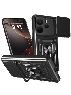 Newface Xiaomi Redmi Note 14 4G Pars Lens Yüzüklü Silikon - Siyah