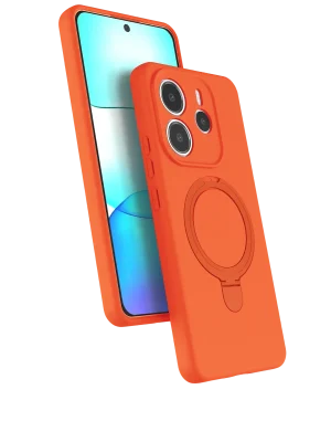 Newface Xiaomi Redmi Note 14 4G Regal Magsafe Standlı Kapak - Turuncu