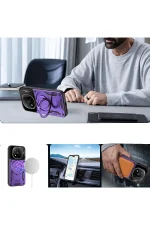 Newface Xiaomi Redmi Note 14 Pro 4G Kılıf Joy Lens Standlı Kapak - Koyu Yeşil - Görsel 3