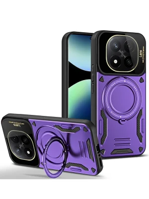 Newface Xiaomi Redmi Note 14 Pro 4G Kılıf Joy Lens Standlı Kapak - Mor