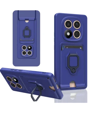 Newface Xiaomi Redmi Note 14 Pro 4G Kılıf Zuma Kartvizitli Yüzüklü Silikon - Lacivert
