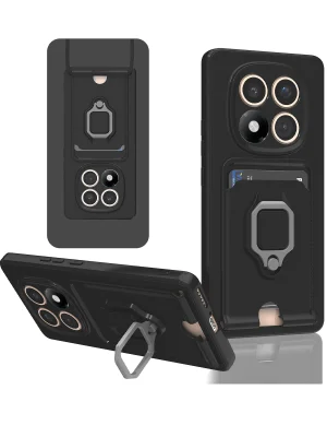 Newface Xiaomi Redmi Note 14 Pro 4G Kılıf Zuma Kartvizitli Yüzüklü Silikon - Siyah