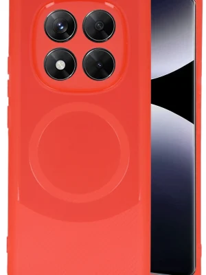 Newface Xiaomi Redmi Note 14 Pro 5G Kılıf Maya Karbon Kapak - Kırmızı