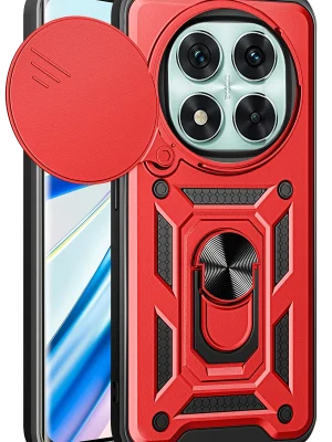 Newface Xiaomi Redmi Note 14 Pro 5G Kılıf Pars Lens Yüzüklü Silikon - Kırmızı