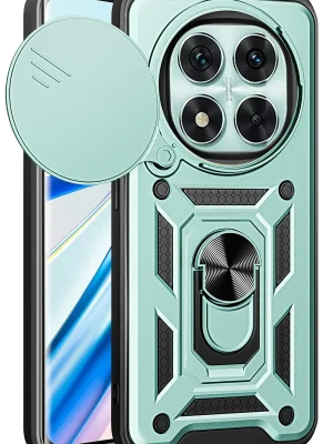 Newface Xiaomi Redmi Note 14 Pro 5G Kılıf Pars Lens Yüzüklü Silikon - Yeşil