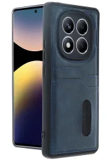 Newface Xiaomi Redmi Note 14 Pro 5G Kılıf Sara Kartvizitli Deri Kılıf - Lacivert