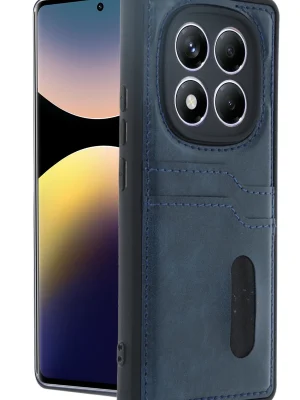 Newface Xiaomi Redmi Note 14 Pro 5G Kılıf Sara Kartvizitli Deri Kılıf - Lacivert