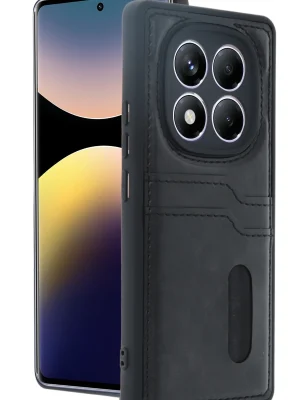 Newface Xiaomi Redmi Note 14 Pro 5G Kılıf Sara Kartvizitli Deri Kılıf - Siyah