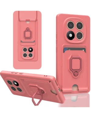 Newface Xiaomi Redmi Note 14 Pro 5G Kılıf Zuma Kartvizitli Yüzüklü Silikon - Pembe