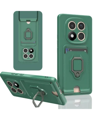 Newface Xiaomi Redmi Note 14 Pro 5G Kılıf Zuma Kartvizitli Yüzüklü Silikon - Yeşil