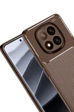 Newface Xiaomi Redmi Note 14 Pro Plus Kılıf Auto Focus Karbon Kapak - Kahverengi - Görsel 2