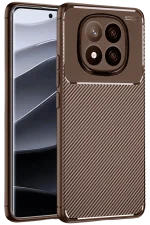 Newface Xiaomi Redmi Note 14 Pro Plus Kılıf Auto Focus Karbon Kapak - Kahverengi