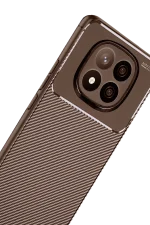 Newface Xiaomi Redmi Note 14 Pro Plus Kılıf Auto Focus Karbon Kapak - Kahverengi - Görsel 4