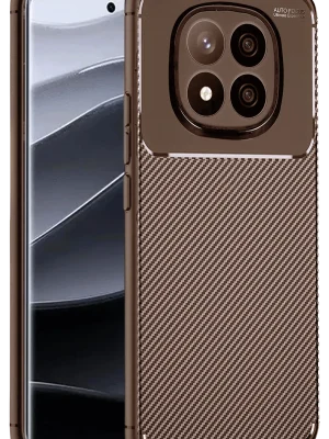 Newface Xiaomi Redmi Note 14 Pro Plus Kılıf Auto Focus Karbon Kapak - Kahverengi