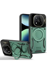 Newface Xiaomi Redmi Note 14 Pro Plus Kılıf Joy Lens Standlı Kapak - Koyu Yeşil