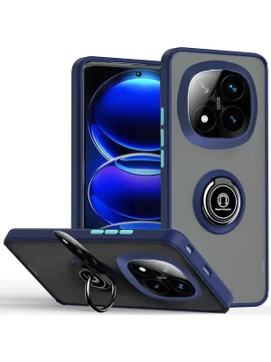 Newface Xiaomi Redmi Note 14 Pro Plus Kılıf Montreal Yüzüklü Silikon Kapak - Lacivert