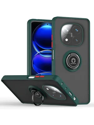 Newface Xiaomi Redmi Note 14 Pro Plus Kılıf Montreal Yüzüklü Silikon Kapak - Yeşil