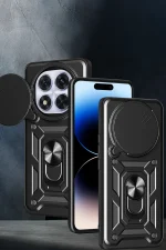 Newface Xiaomi Redmi Note 14 Pro Plus Kılıf Pars Lens Yüzüklü Silikon - Kırmızı - Görsel 2