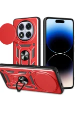 Newface Xiaomi Redmi Note 14 Pro Plus Kılıf Pars Lens Yüzüklü Silikon - Kırmızı