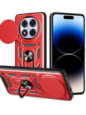 Newface Xiaomi Redmi Note 14 Pro Plus Kılıf Pars Lens Yüzüklü Silikon - Kırmızı