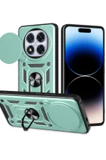 Newface Xiaomi Redmi Note 14 Pro Plus Kılıf Pars Lens Yüzüklü Silikon - Yeşil