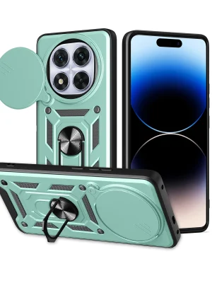 Newface Xiaomi Redmi Note 14 Pro Plus Kılıf Pars Lens Yüzüklü Silikon - Yeşil