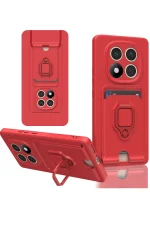 Newface Xiaomi Redmi Note 14 Pro Plus Kılıf Zuma Kartvizitli Yüzüklü Silikon - Kırmızı