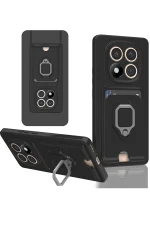 Newface Xiaomi Redmi Note 14 Pro Plus Kılıf Zuma Kartvizitli Yüzüklü Silikon - Siyah