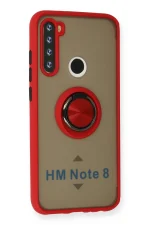 Newface Xiaomi Redmi Note 8 Kılıf Montreal Yüzüklü Silikon Kapak - Kırmızı - Görsel 2
