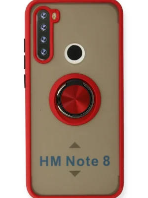 Newface Xiaomi Redmi Note 8 Kılıf Montreal Yüzüklü Silikon Kapak - Kırmızı