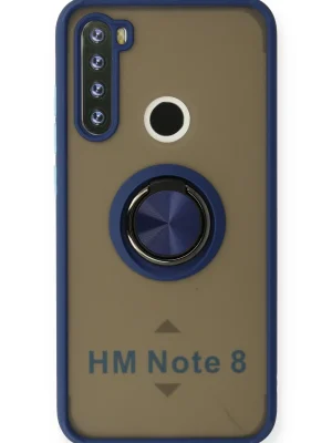 Newface Xiaomi Redmi Note 8 Kılıf Montreal Yüzüklü Silikon Kapak - Lacivert