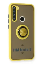 Newface Xiaomi Redmi Note 8 Kılıf Montreal Yüzüklü Silikon Kapak - Sarı - Görsel 2