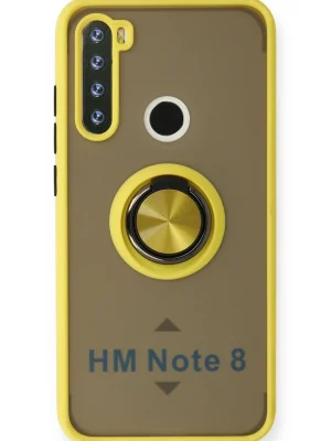 Newface Xiaomi Redmi Note 8 Kılıf Montreal Yüzüklü Silikon Kapak - Sarı