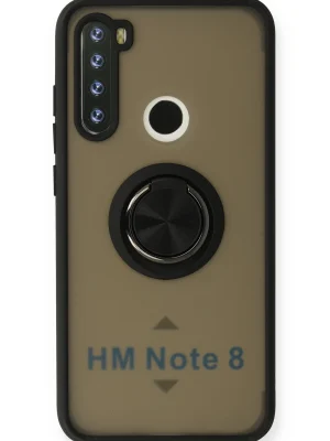 Newface Xiaomi Redmi Note 8 Kılıf Montreal Yüzüklü Silikon Kapak - Siyah